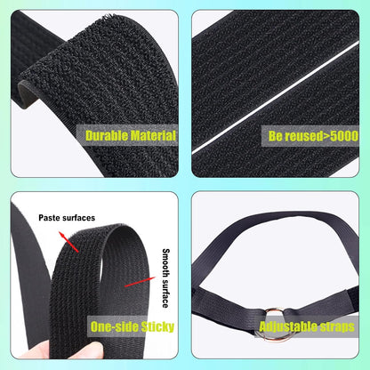 2 Rolls 32.2ft 1 Inch Wide Cable Ties, Jumpso Adjustable Fastening Zip Ties Hook and Loop Straps with 40 Metal Buckles, Reusable Nylon Cinch Straps for Organizer, Black