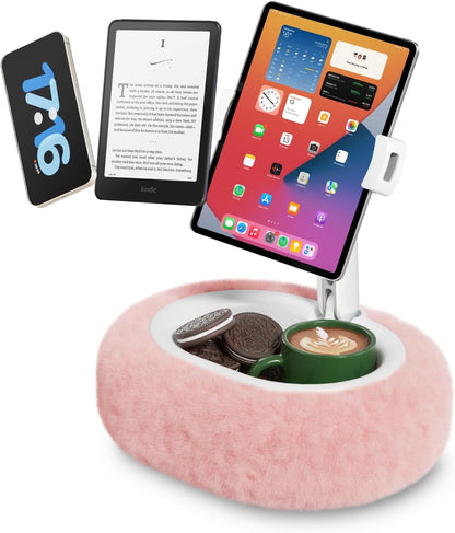 Viozon Tablet Pillow Stand,Kindle Pillow Stand, Compatible with 4-11" Tablet/Phone with Small Bowl, Kindle Holder Accessories,Idea for Reading and Video Watching On Bed,Pink