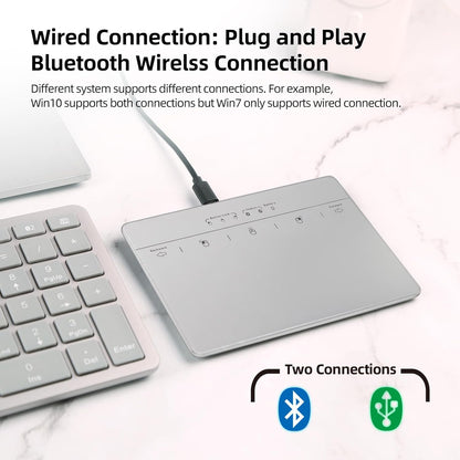Wired & Wireless Metal Touchpad for PC Computer & Laptop, Rechargeable Trackpad Travel-Friendly Bluetooth & USB Mouse Pad for Windows 7/10/11, Silver