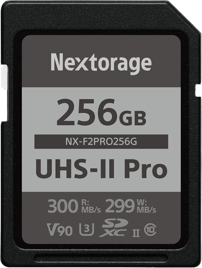 Nextorage 256GB SDXC UHS-II V90 SD Card Japanese Brand pSLC Max. Write Speed 299MB/s Max. Read Speed 300MB/s 4K Recording F2PRO Series NX-F2PRO256G SDXC Card for Digital Camera