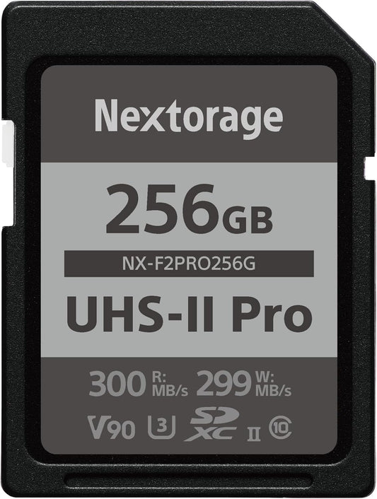 Nextorage 256GB SDXC UHS-II V90 SD Card Japanese Brand pSLC Max. Write Speed 299MB/s Max. Read Speed 300MB/s 4K Recording F2PRO Series NX-F2PRO256G SDXC Card for Digital Camera