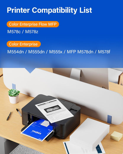 212A Toner Cartridges 4 Pack with Chip Compatible for HP 212A W2120A 212X W2120X Color Laserjet Enterprise MFP M578c M578z M554dn M555dn M555x M578dn M578f M555 M554 M578 Printer Ink All-in-One Black