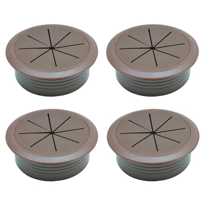 Desk Grommet 2-3/8" (60 mm), Desk Hole Cover for Cables Coffee, Cable Grommet ABS Plastic, Desk Hole Grommet for Office and Home Table Cable, Detachable & Flexible Cable Cord Organizer-4 Pcs