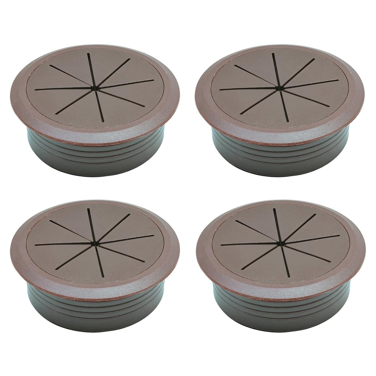 Desk Grommet 2-1/16" (53 mm), Desk Hole Cover for Cables Coffee, Cable Grommet ABS Plastic, Desk Hole Grommet for Office and Home Table Cable, Detachable & Flexible Cable Cord Organizer-4 Pcs