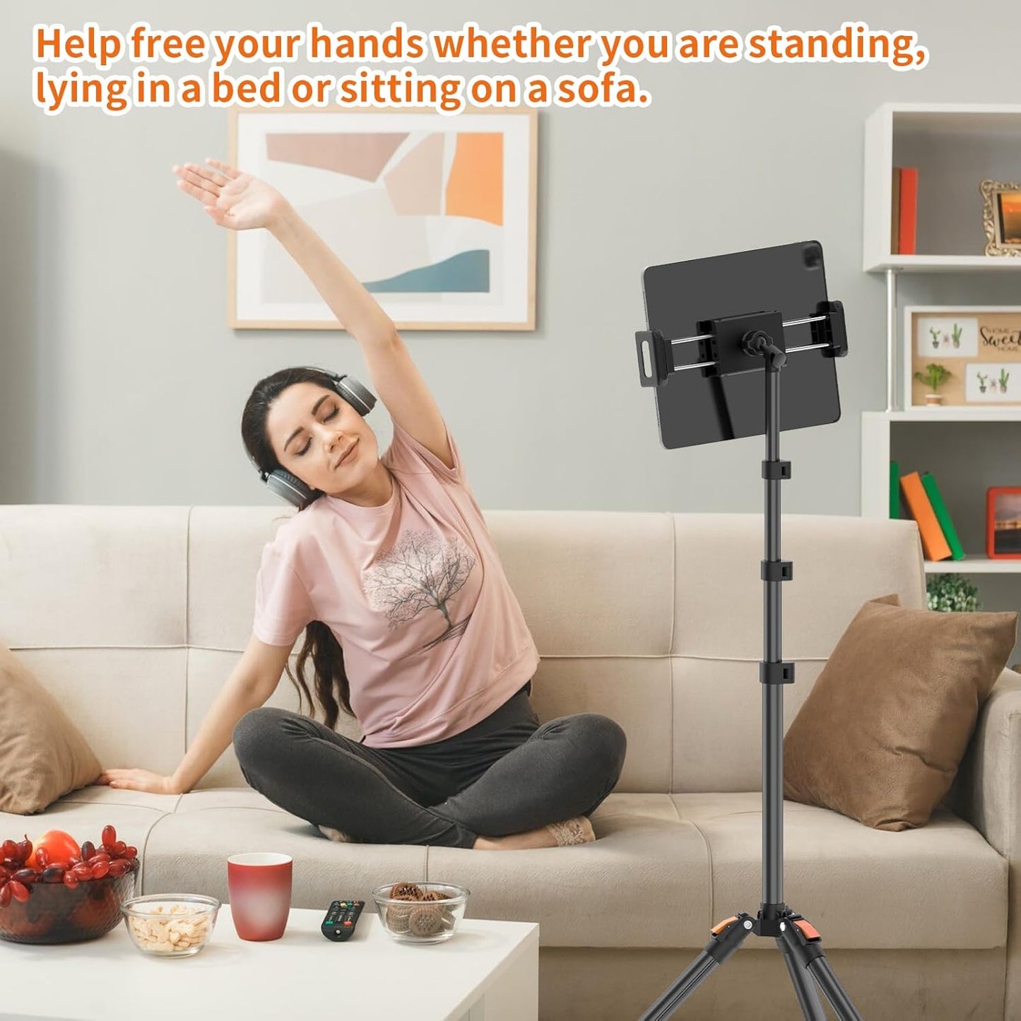 XXZU 72in Tablet Floor Stand Tripod,Tablet Stand Floor with 360° Ball Head,Height Adjustable Floor Stand Holder with Case,Tall Tripod for Phone/Music/Stream/Recording and All 4.7-13” Devices