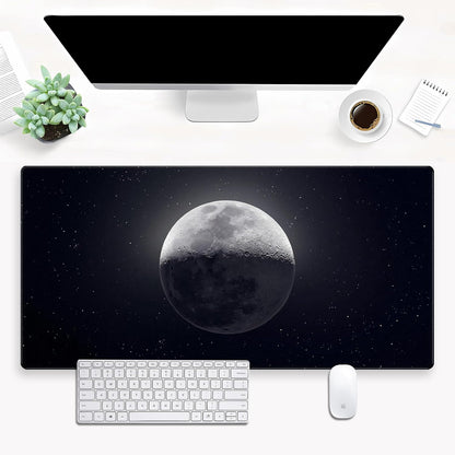 Moon Mouse Pad Sci-fi Galaxy Desk Mat Extended XL Large Gaming Mousepad Dark Computer Pad with Stitched Edges 31.5 x 15.7 inch Keyboard and Mouse pad Office Desk Decoration Pad