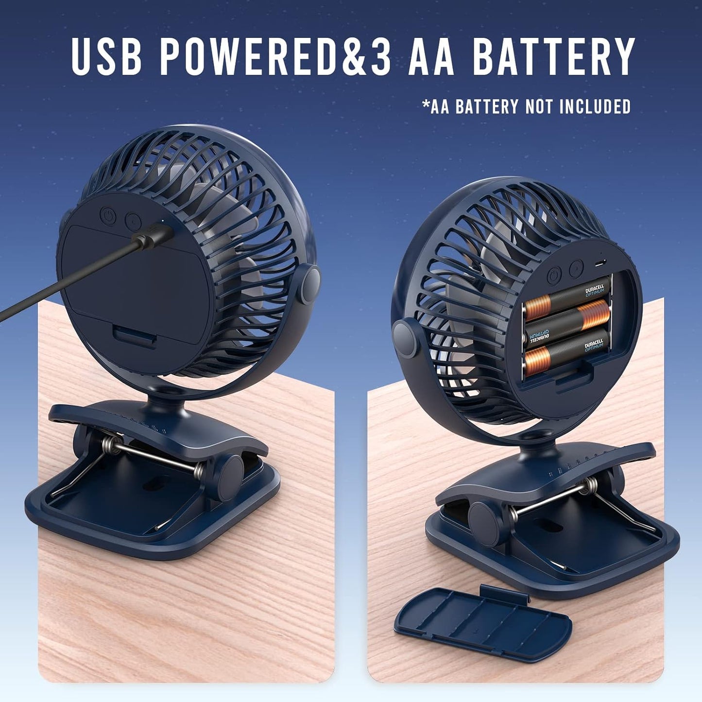 Shinebella AA Battery Powered Clip on Fan with 4-Speed, 5’’ Small Desk Fan with Aroma Function, USB Powered, 360°Rotation, Ultra Quiet, for Golf Cart, Stroller, Bedroom,Car(Batteries Not Included)
