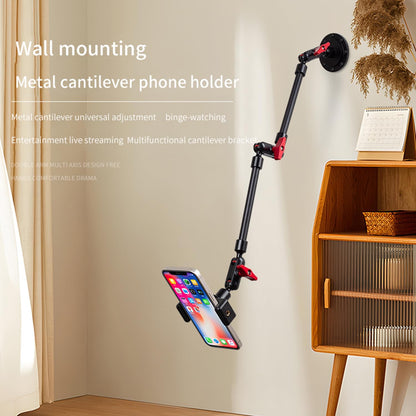 Adjustable Mobile Phone Holder for Desk, Wall and Ceiling Mount - Metal Base +60cm Arms + Phone Clip