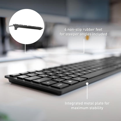 CHERRY KC 6000 Slim Wired USB Keyboard Ultra-Slim Design US Layout for Work or Home Office QWERTY Black
