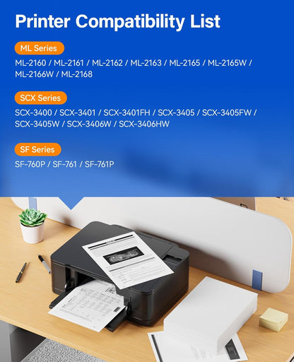 MLT-D101S Toner Cartridge Black 2-Pack High-Yield Replacement for Samsung MLT-D101S D101S Compatible with Samsung ML-2160 ML-2161 ML-2166W ML-2168 SCX-3400 SCX-3405FW SCX-3406W SF-760P Laser Printers