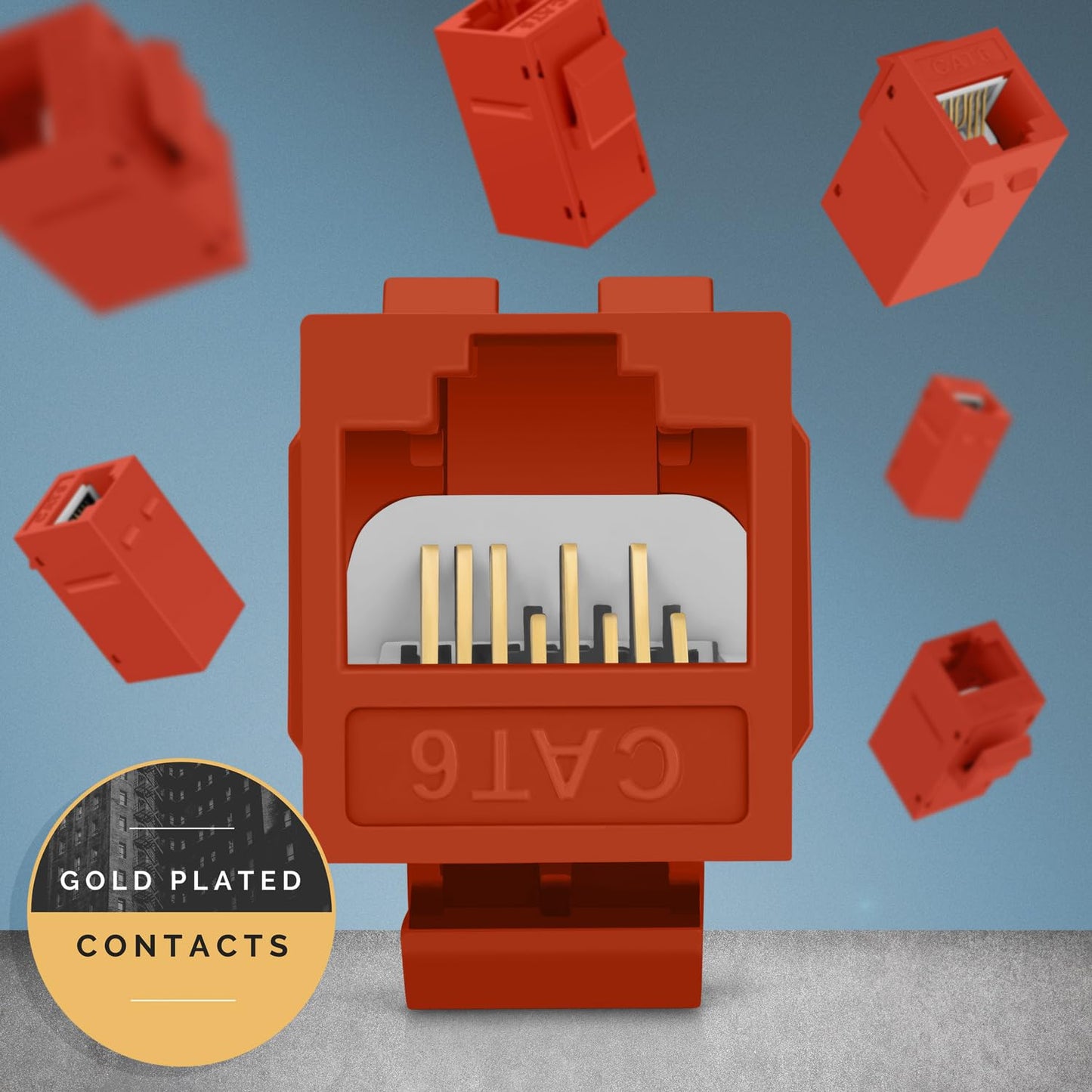 Everest Cat6 RJ45 Keystone Coupler (24-Pack) in Orange - RJ45 Coupler - Cat 6 Couplers - Female to Female Cat6 Keystone Jacks - Ethernet Couplers - Ethernet Cable Extender