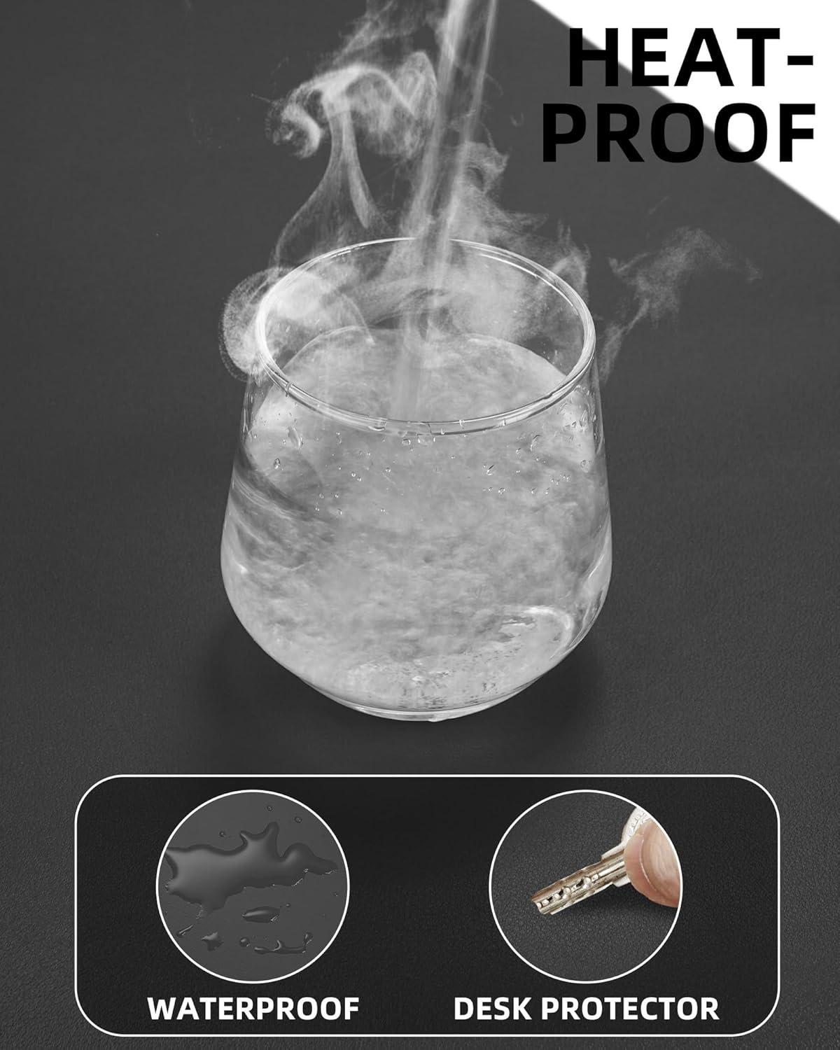 Leather Desk Pad Protector- 48" x 17" Office Desk Mat, Non-Slip PU Leather Mouse Pad, Waterproof Desk Blotter Mat, Desk Cover Mat for Office and Home (Dark Grey)