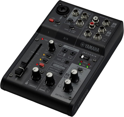 Yamaha AG03MK2 Black 6-Channel Live Streaming Loopback Mixer/USB Interface with Steinberg Software Suite