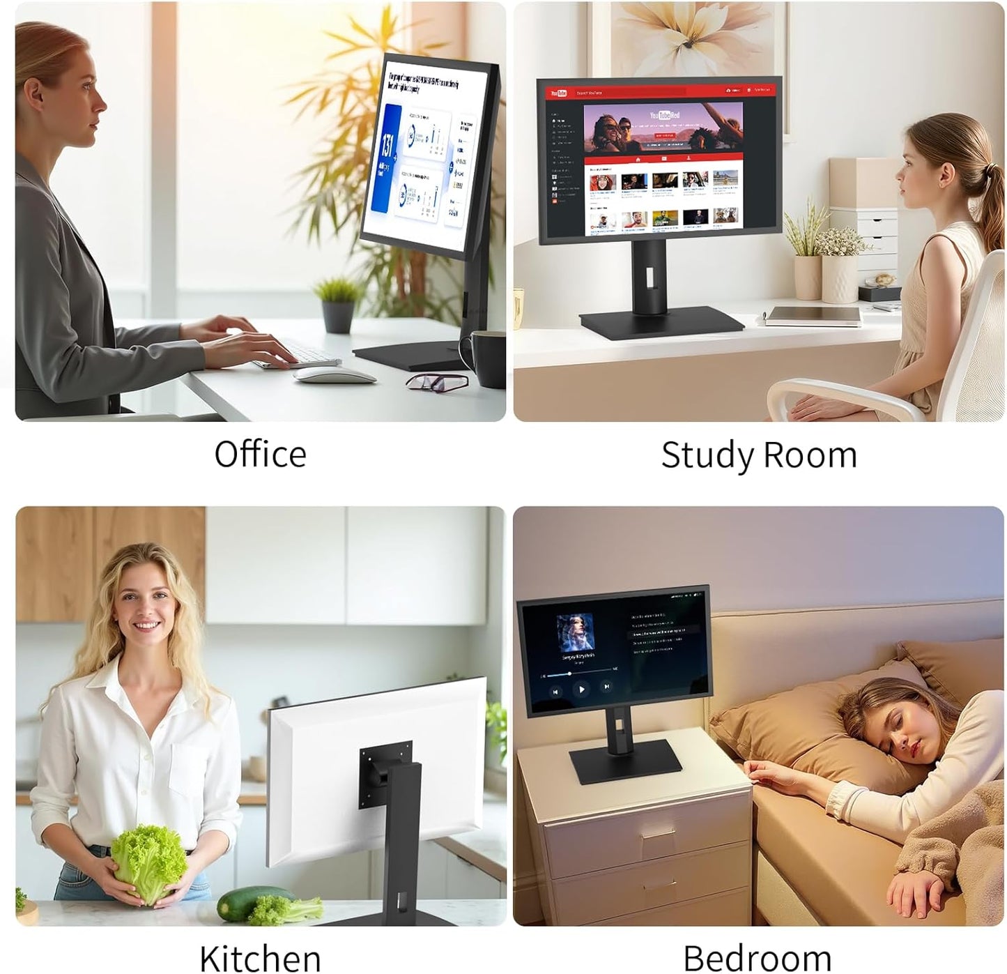 Vesa Monitor Stand with Spring-Adjustable Height, Swivel, Tilt, Rotation Vesa Stand, Compatible with Monitors Within 32 inches and Weighing Between 4.8-11lb (Black, Only for 4.8-7.8 lb Monitor)