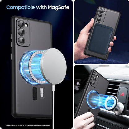 Magnetic for Samsung Galaxy S20 FE 5G Case 【Compatible with MagSafe】【Built-in Camera Lens Protector】 Slim Soft TPU Shockproof Phone Shell (Black)