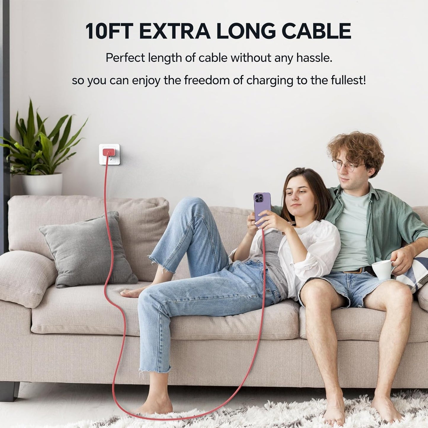 Compatible with iPhone 14 13 12 Charger, 20W Fast Charging Wall Charger, 10 FT USB ightning Cable,Phone Chargerr Cord for Phone 14/13/12/12 Pro Max/11/Xs Max/XR/X,AirPods Pro and More(Pueple/Blue/Red)