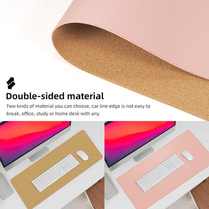 Leather Desk pad Protector, Large Desk mat with Natural Cork & PU Leather,Mouse pad,Non-Slip Office Desk Mat,Waterproof Desk Writing Pad for Office and Home (35in*17in, Rose Pink)