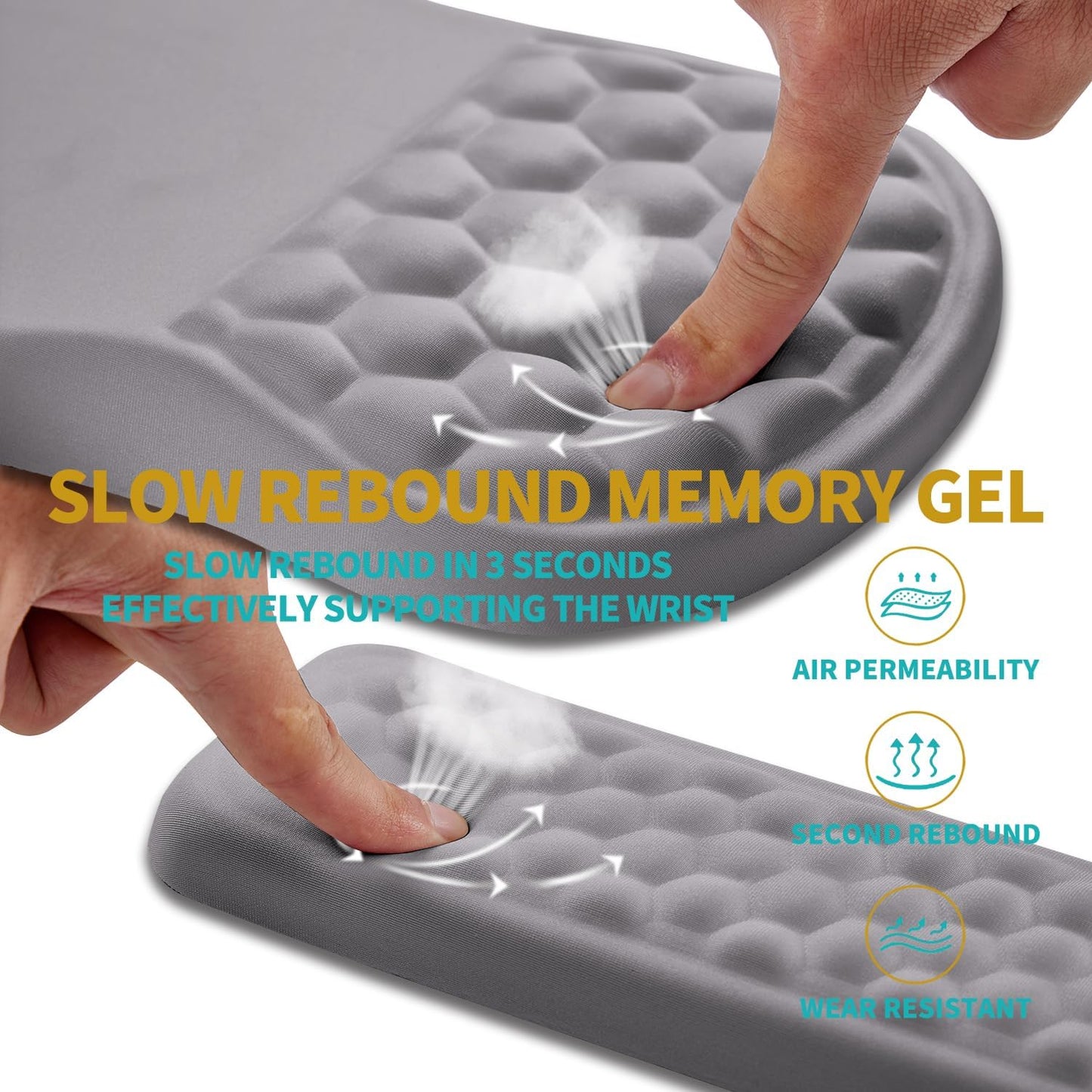 Hokafenle 2 In 1 Ergonomic Mouse Pad Wrist Support & Wrist Rest For Computer Keyboard Set, with Relieve Carpal Tunnel Pain Massage Bulge and Full Memory Gel Design (2In1 Set,Neutral Gray Light Purple)