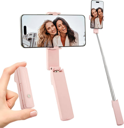 MQOUNY Phone Tripod, Portable Selfie Stick with Remote,Pocket Size Selfie Stick for iphone，Mini Travel Compact Phones Selfie Sticks with Phone Holder for Content Creation/Vlog/Video Record/Live Stream