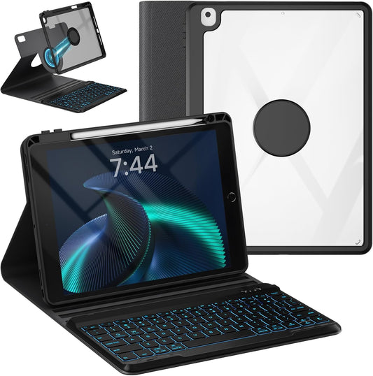OYEEICE Keyboard Case for iPad 9th Generation- Detachable Wireless Backlit Keyboard, Upgraded Magnetic Cover with Pencil Holder for iPad 9th/8th/7th Gen 10.2 inch, iPad Pro 10.5" & iPad Air 3rd- Black