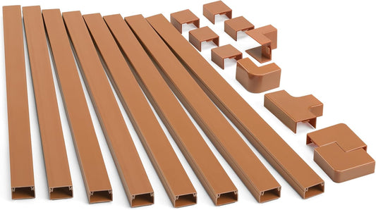 126in Cord Hider Kit, TV Wire Covers for Wall, Paintable Cable Management Kit, Cable Cover for Mounted TV, Hide Wires Along Wall, Brown Cord Cover, 8xL15.7in W0.95in H0.55in