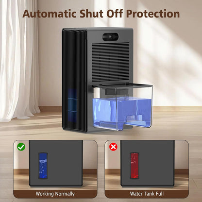 NineSky Dehumidifiers for Home, 95 OZ Water Tank, (1000 sq.ft) Dehumidifiers for Bathroom Bedroom Basement with Auto Shut Off,7 Colors LED Light(Gray)