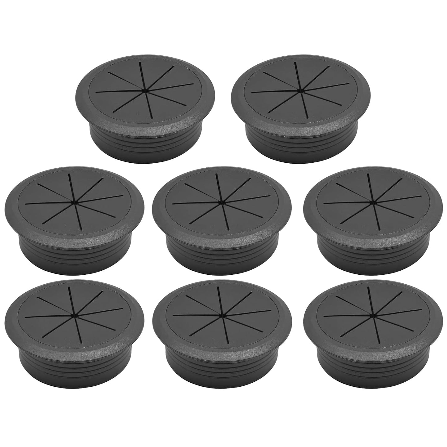 Desk Grommet 2" (50 mm), Desk Hole Cover for Cables Black, Cable Grommet ABS Plastic, Desk Hole Grommet for Office and Home Table Cable, Detachable & Flexible Cable Cord Organizer-8 Pcs