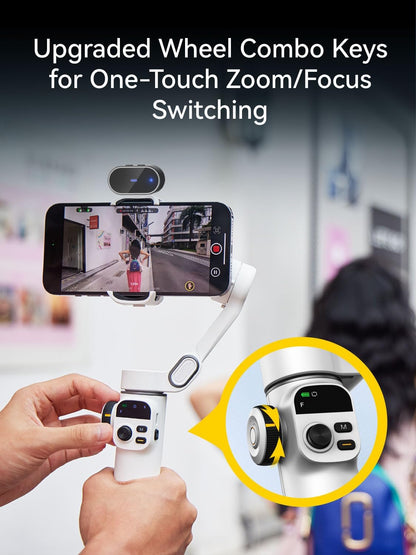 Gimbal Stabilizer for iPhone, Phone Gimbal with AI Tracking Sensor for Vlog Recording, 3-Axis Phone Gimbal with 7.8' Extension Rod and OLED Display for iPhone/Android-Smart X2 AI White
