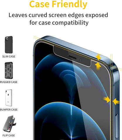 UNBREAKcable 3-Pack Screen Protector for iPhone 12 Pro Max, Double Shatterproof Tempered Glass [Easy Installation] [9H Hardness] [99.99% HD Clear] [Case Friendly] for iPhone 6.7 inch