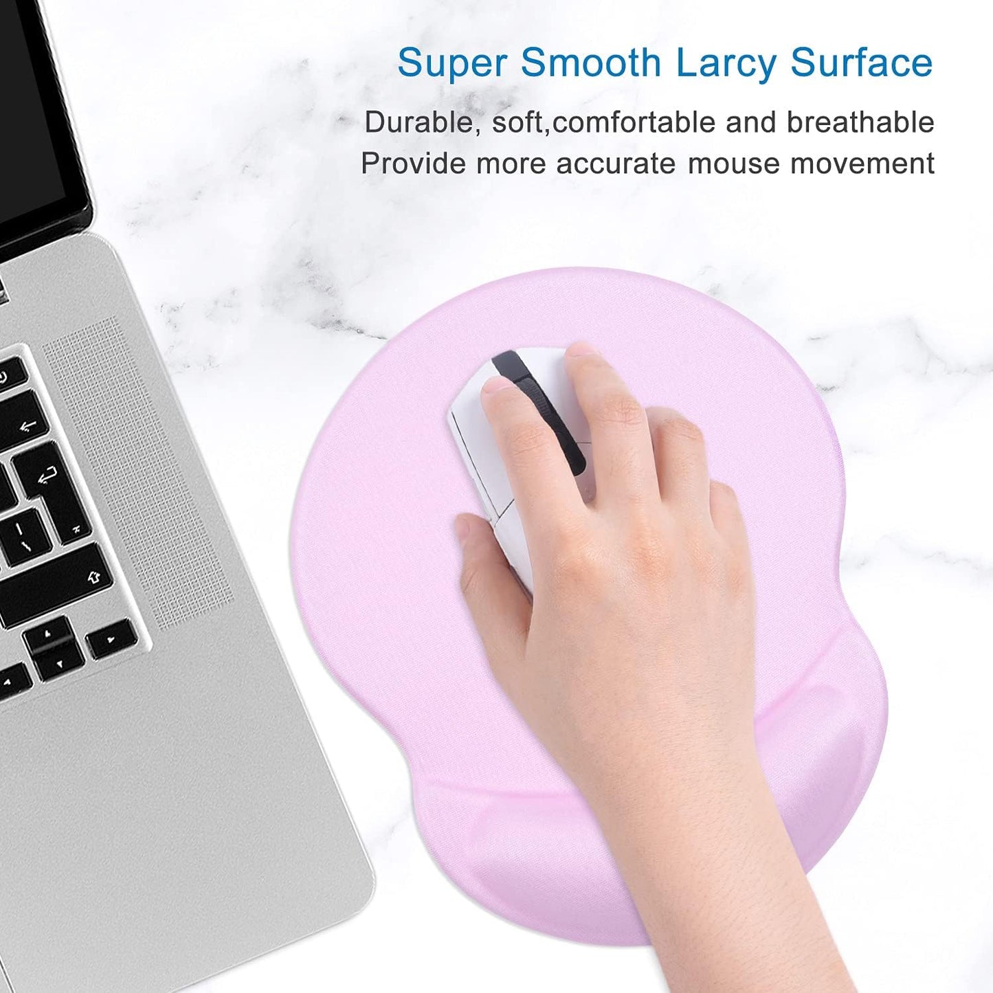 ITNRSIIET Ergonomic Mouse Pad with Gel Wrist Support Small Wrist Rest Smooth Surface Non-Slip PU Base Comfortable Office Supplies Pain Relief, 8.7 x 7.2 inches, Purple