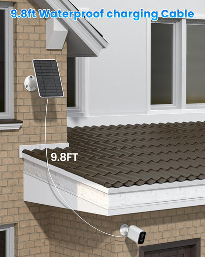 5W Solar Panel for Ring Camera, Solar Panel Charger Compatible with Ring Spotlight Plus/Pro Stick Up Outdoor Cam Battery, 9.8ft Cable with USB-C to Barrel Plug Adapter & Micro-USB Adapter, 3 Pack