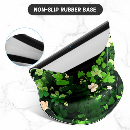 ITNRSIIET Ergonomic Mouse Pad with Gel Wrist Support Small Wrist Rest Smooth Surface Non-Slip PU Base Comfortable Office Supplies Pain Relief, 8.7 x 7.2 inches, Green Leave Cat