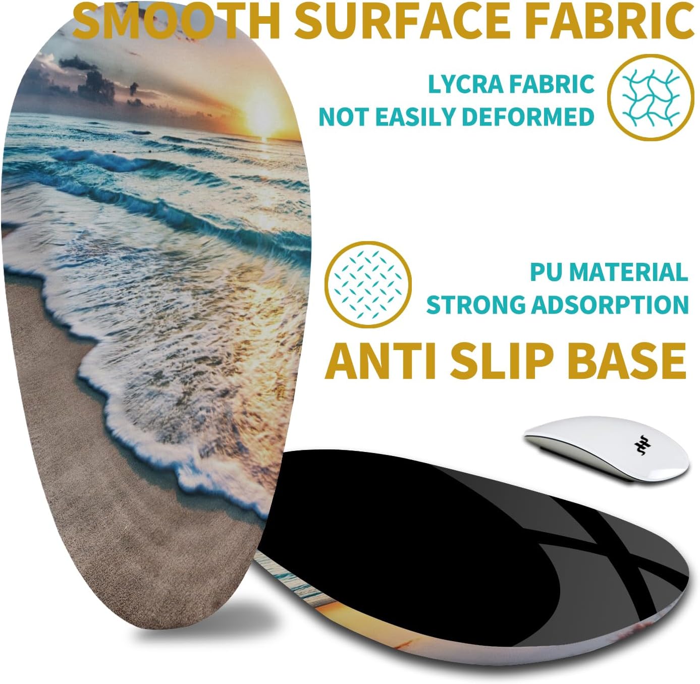 Hokafenle Ergonomic Mouse Pad Wrist Support with Stepped-Wedge Design, Wrist Rest Pain Relief Mousepad Filled with Memory Foam, Carpal Tunnel Mousepad for Wireless Mouse(12x8 inch, Sunrise at sea)