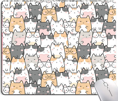 Kawaii Mouse Pad, Cute Cats Mouse Mat, Square Waterproof Non-Slip Rubber Base Computer MousePads for Desk Office Laptop