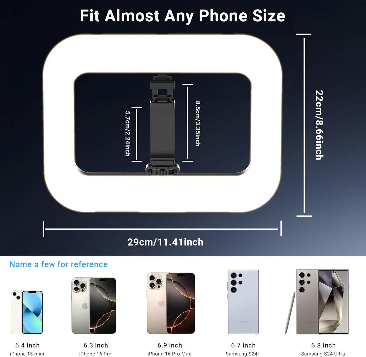 Rechargeable Ring Light Without Stand, Cordless Square Ring Light for 360 Photo Booth Accessories, Phone Video Stabilizer for iPhone with 4000mAh Built-in Battery for Video Recording Streaming