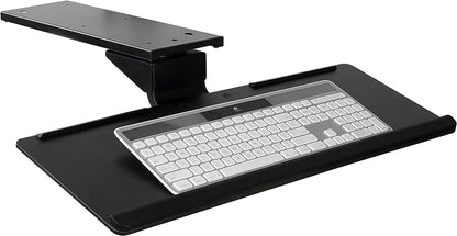 Mount-It! Under Desk Keyboard Tray and Mouse Platform, Ergonomic Computer Keyboard Drawer with Gel Wrist Pad, 17 inch Space Saving Track, Black (MI-7138)