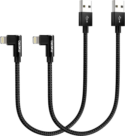 Short iPhone Charger 1FT 2Pack [ MFi Certified] 12 inch 90 degree Lightning Cable Fast Nylon Braided Right Angle iPhone Charging Cord Compatible with iPhone 14/13/12/11/XS/XR/X/8/7/6/6s Puls/iPad