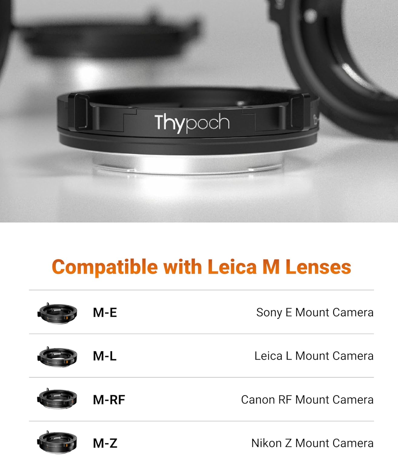 Thypoch M-RF Lens Mount Adapter Auto-Lock, Compatible with Leica M Lens to Canon RF Camera R1 R3 R5 R6 R7 R8 R10 RP R50 R50V R100 90D 200DII 1DX Mark III 5D Mark IV 6D Mark II