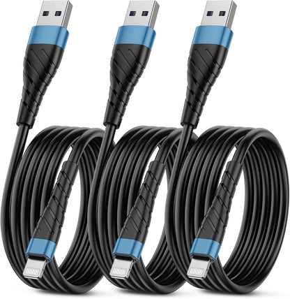 OIITH MFi Certified iPhone Charger Cable 3 Pack 6 Ft, Long for Lightning Charging Cord, Fast 2.4A for iPhone USB Cord Compatible with iPhone12/11/XS/Max/XR/X/8/8P/7P/6/iPad - Indigo