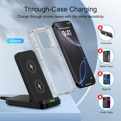 Wireless Charger Stand for Samsung Galaxy S25 Ultra Plus S24 S23 FE S22 S21,Motorola Desk Android Phone Fast Wireless Charging Station for Moto Razr Plus/Edge/G Stylus Power 2024,iPhone 16,18W Adapter