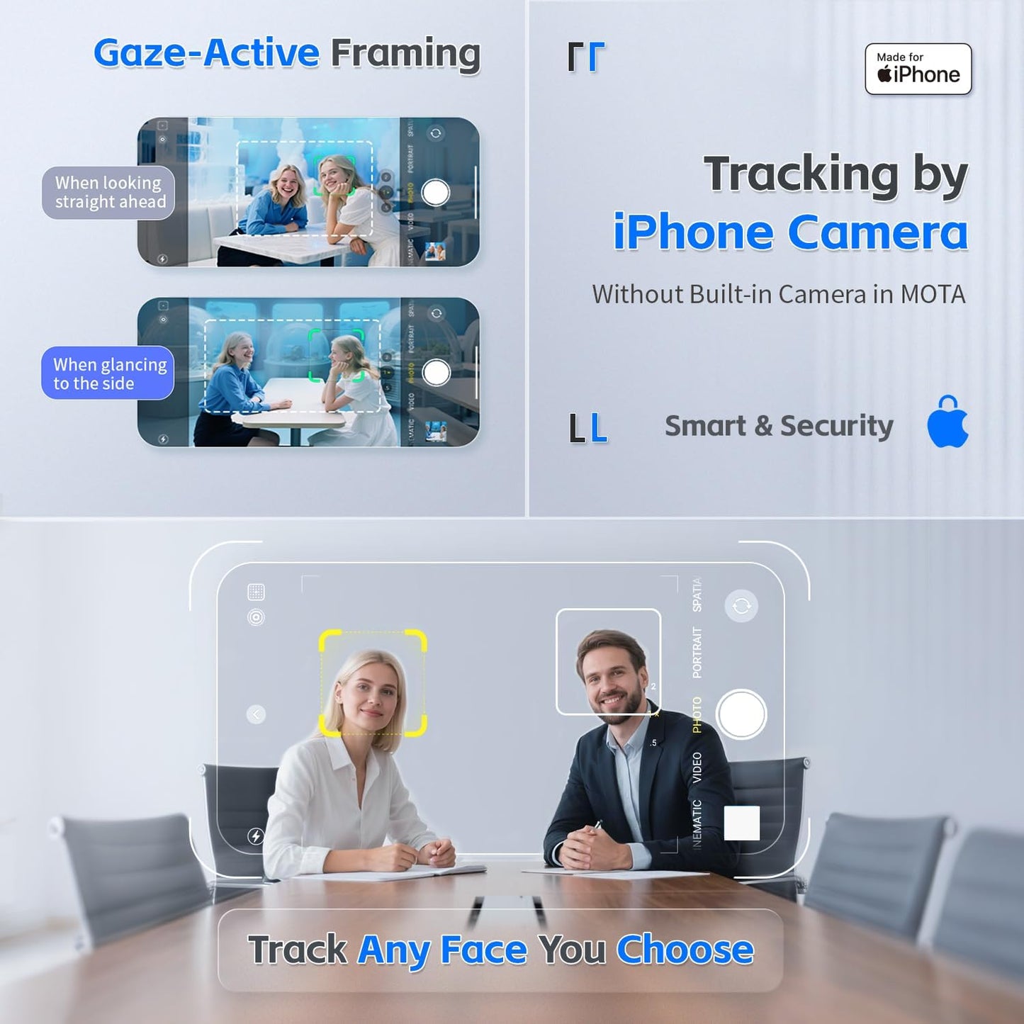 MOTA Tripod Stand Only for iPhone, Foldable Gimbal Stabilizer with Remote Control, 2 Axis Phone Stand for Video Recording with Megnetic Holder for Desk, 360 Degree Tracking Gimbal for All Apps