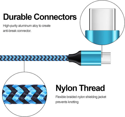 USB C Cable 3FT, 5Pack Type C Fast Charging Cable Nylon Braided Android Phone Charger Cord for iPhone 17 16e 16 15 Pro Max Samsung Galaxy S25 Ultra S24 A17 A56 A36 A16 A55 A35 A15 A14 A13 Pixel 10 9