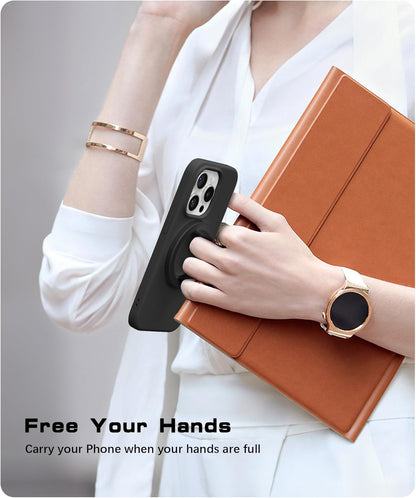 GONEZ Magnetic Phone Grip Compatible with MagSafe, Removable Silicone Loop Grip, Phone Ring Holder for Back of Phone for iPhone 16/15/14/13/12 Series, Black
