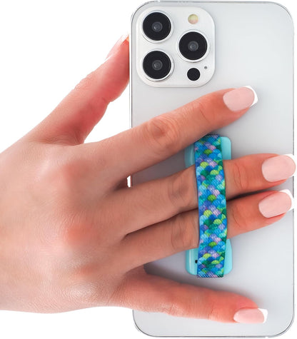 LOVEHANDLE Universal Phone Grip for Smartphones & Mini Tablets - Phone Holder for Hand - Wireless Charging Compatible - Made in The USA - Mermaid Scales