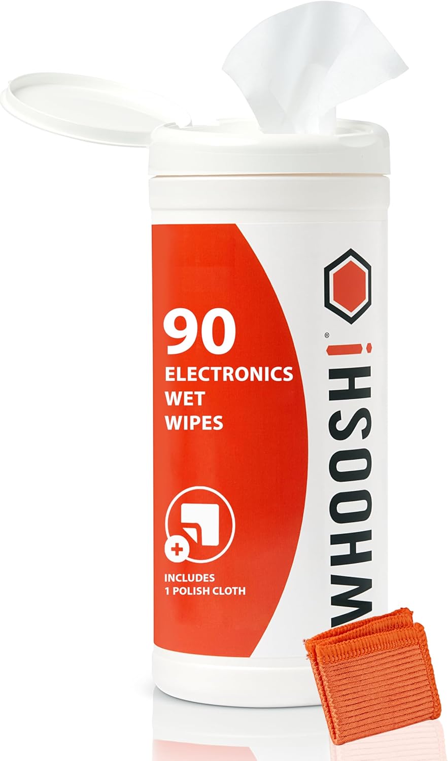 WHOOSH! Screen Shine 90 Count Touch Screen Cleaner Wipes for Car, OLED, TV, Eyeglasses, Laptop – Lint-Free, Non-Abrasive Wipes – Streak-Free Finish – Non-Toxic & Odorless – Microsuede Cloth Included