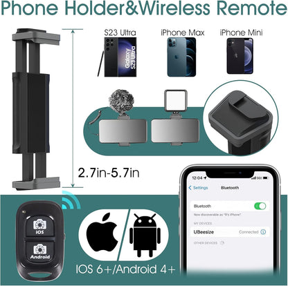 UBeesize 74" Camera Tripod with Phone Holder and Remote, Heavy Duty Tripod Stand with Portable Bag for Phone and Camera, Compatible with DSLR Cameras, Cell Phones, Spotting Scopes and Binoculars