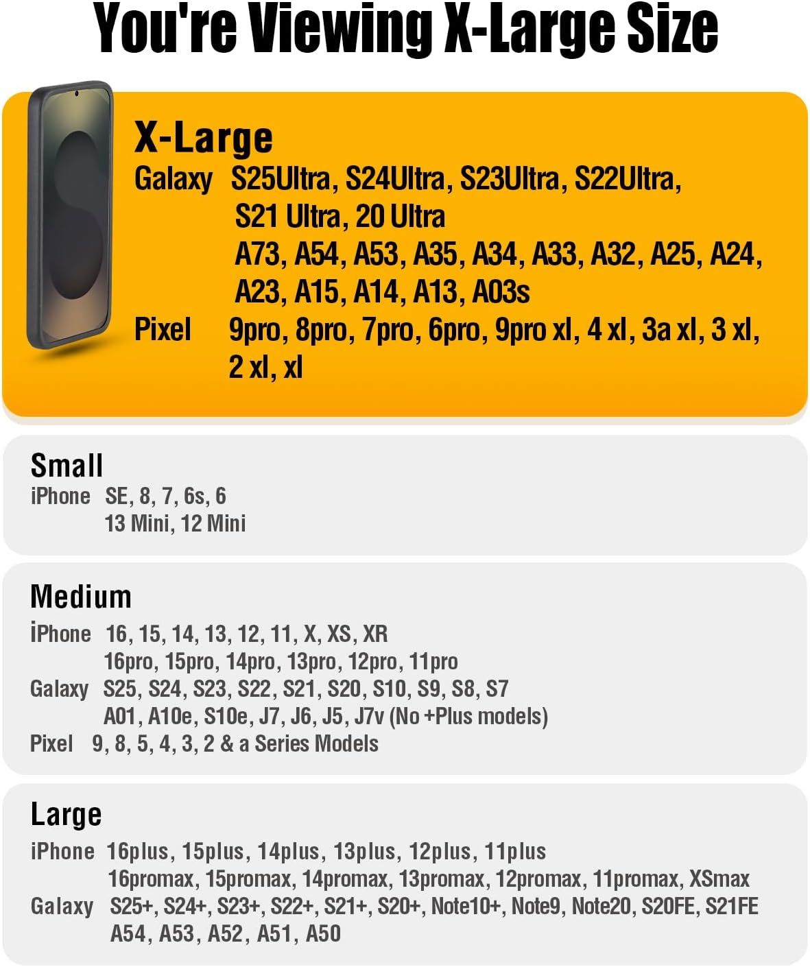 PiTau Holster for Samsung Galaxy Ultra S25 S24 S23 S22 S21 S20 A73 A54 A53, Phone Belt Clip Holder Case for Google Pixel Pro XL 9 8 7 6 4 3, Men's Big Cellphone ID Card Carrying Pouch, Pewter X-Large