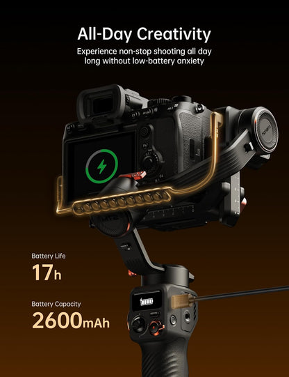 hohem iSteady MT2 Kit Gimbal Stabilizer for Camera, 3-Axis Gimbal for Mirrorless/Pocket/Action Camera/Smartphone, AI Tracker, Magnetic Fill Light Stabilizer, Available for Canon/Nikon/Sony