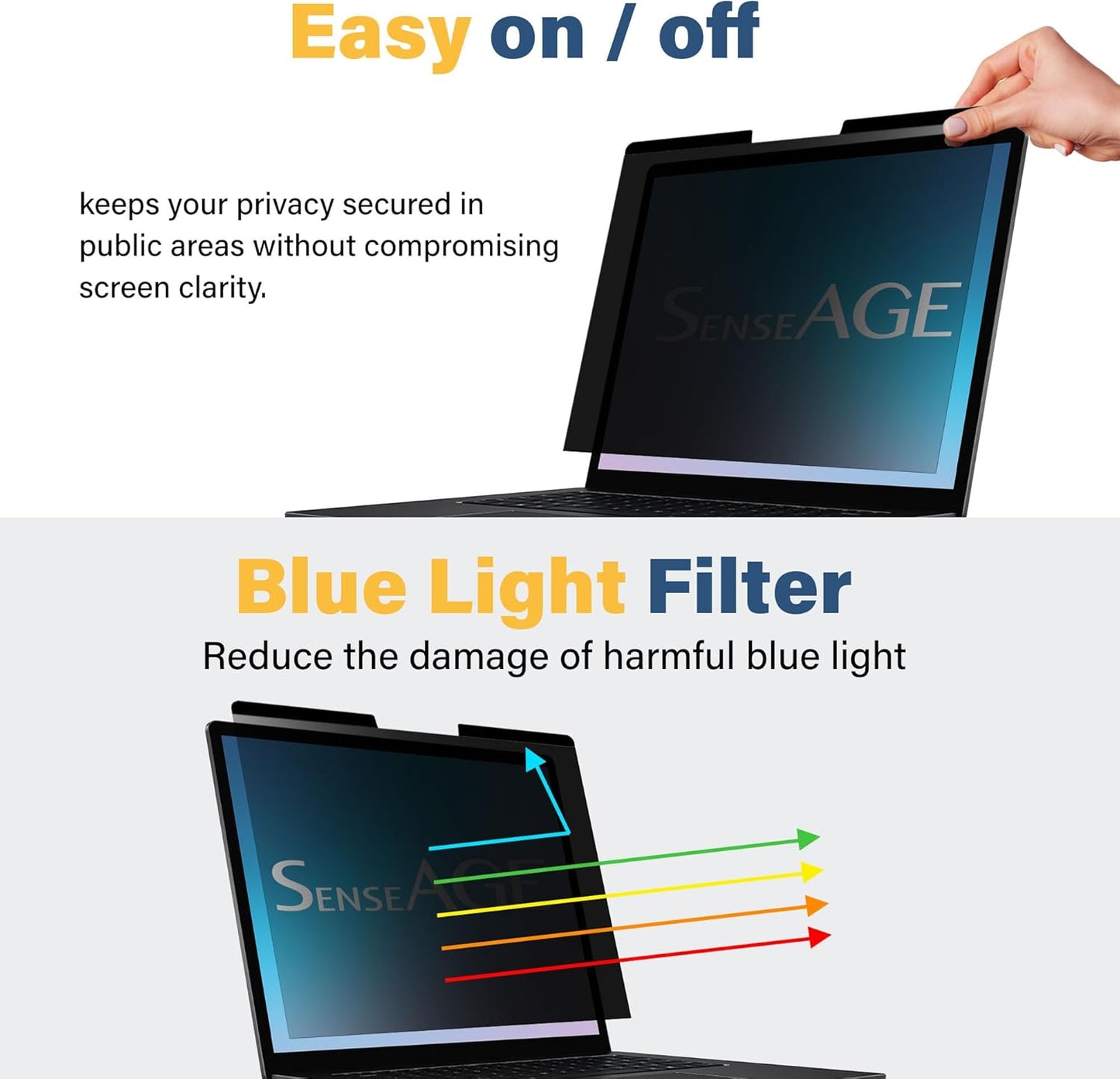 SenseAGE Magnetic Privacy Screen Protector for Surface Laptop 15 inch (6/5/4/3/2/1), Removable Anti-Glare Blue Light Filter, Compatible with Surface Laptop 15"