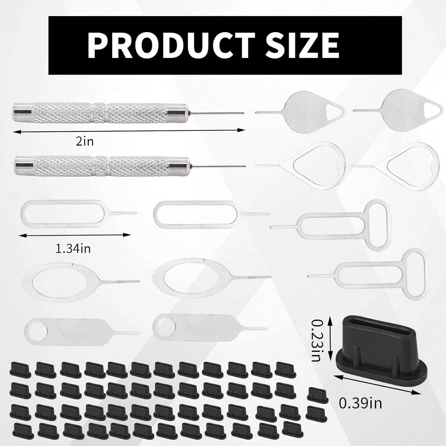 16 PCS Sim Card Removal Tool, Sim Ejector Tool, Comes with 50 Pieces of Mobile Phone Dust Plugs Type-C Data Plugs, Small and Portable, Available for All Mobile Phones